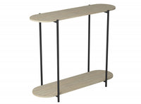  Console de 32 po de forme ovale avec 1 tablette de rangement - apparence de bois naturel avec métal noir