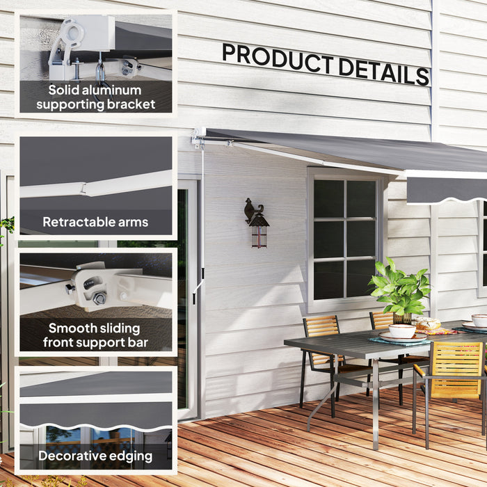 Outsunny Store Retractable 8'x7', Abri de Terrasse, Pare-Soleil, Gris Fonce