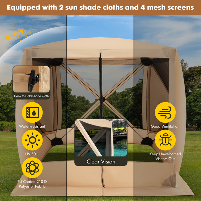 Costway 6.7 Ft X 6.7 Ft 4 Panneaux Pop Up Camping Gazebo Quick-set Avec 2 Torchons Parasols Cafe