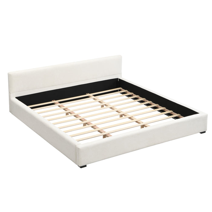 Charlotte Lit elegant avec revetement a bord large, Taille Queen, Beige