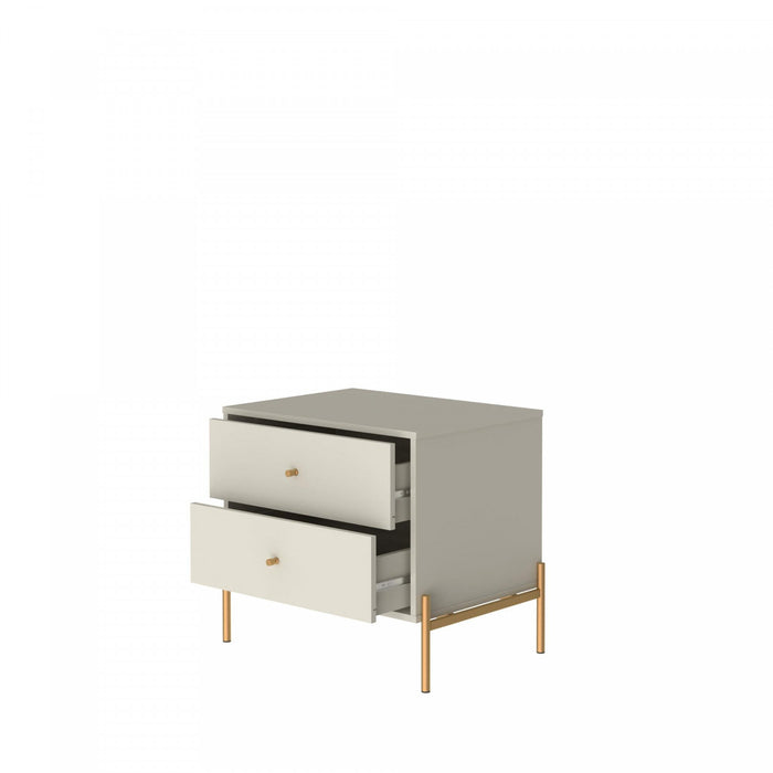 Table de nuit Jasper Moderne 25\" en blanc casse (2 tiroirs) - Lot de 2