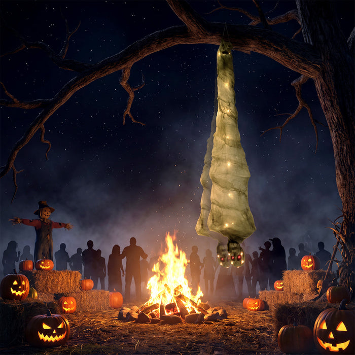 HOMCOM Momie d’Halloween suspendue 183 cm, decoration cocon inversee
