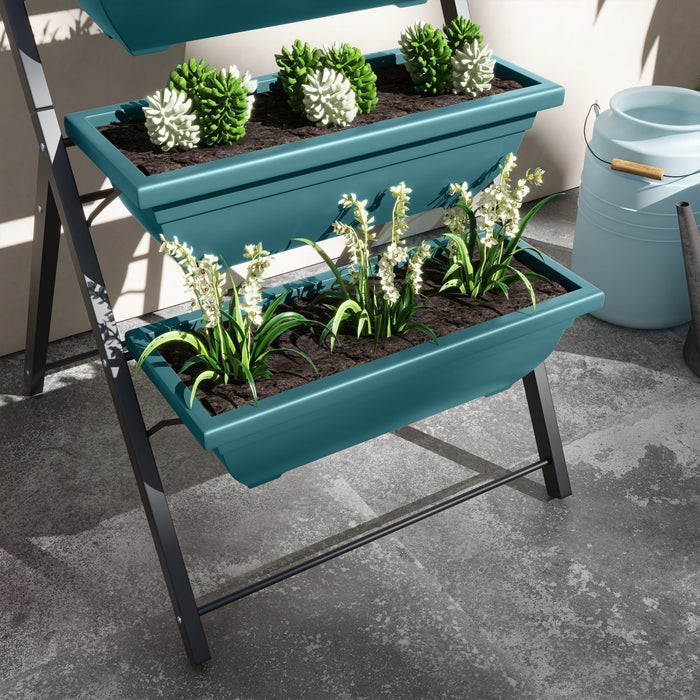 Outsunny Jardin Sureleve A 5 Niveaux Avec 5 Bacs De Plantation, Bacs De Culture Pour L'exterieur Avec Des Trous D'ecoulement Pour Le Balcon, Le Patio Et L'exterieur
