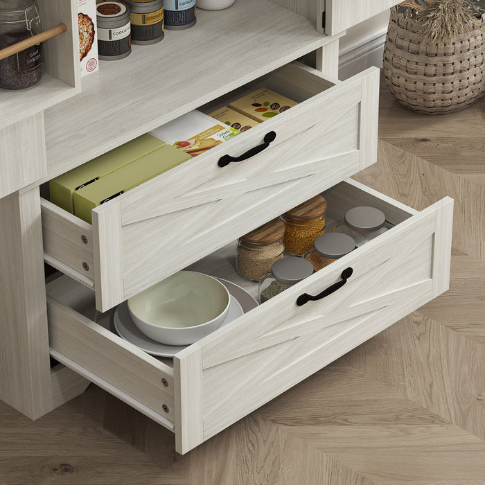 HOMCOM Armoire garde-manger de cuisine 64\" avec portes et tiroirs, blanc