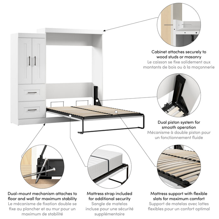 Lit double escamotable Edge de Bestar avec garde-robe (85 po [L]) - blanc