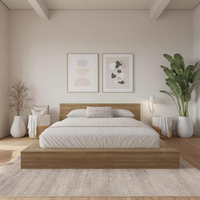 Kanso Lit a Plateforme Basse avec Tete de Lit