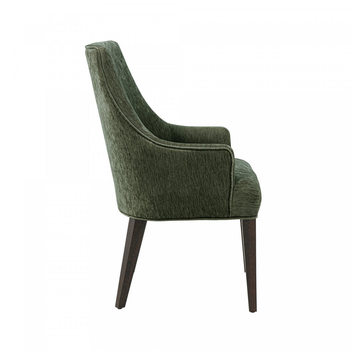 Fauteuil moderne Beever en bois avec revetement chenille vert foret