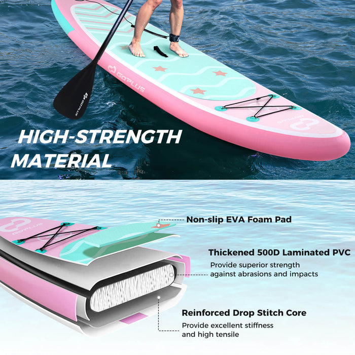Petite Planche Gonflable De Sup Goplus, Planche De Pagaie Portable Avec Des Anneaux 5d