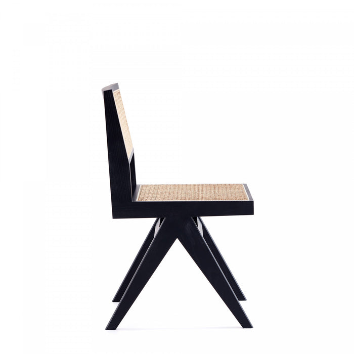 Chaise de salle a manger en bois style industriel chic Hamlet en noir et naturel - Lot de 4