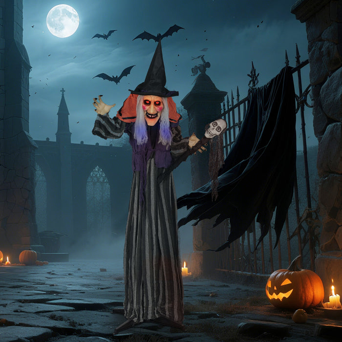 Outsunny Decoration Animee D'halloween, Sorciere Animatronique, Orange
