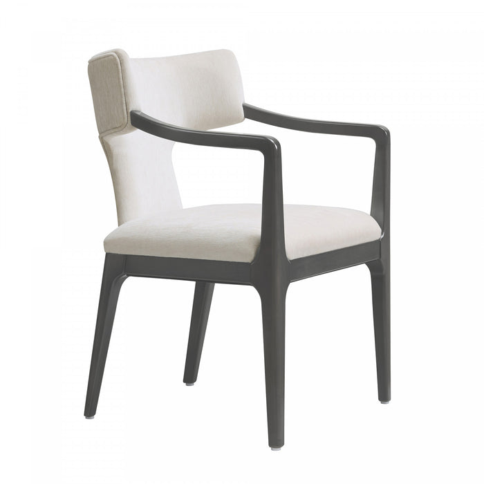 Fauteuil Eloria style moderne du milieu du siecle en bois et chenille creme