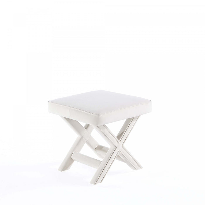 Banc d’appoint Abigail style milieu du siecle moderne en velours creme