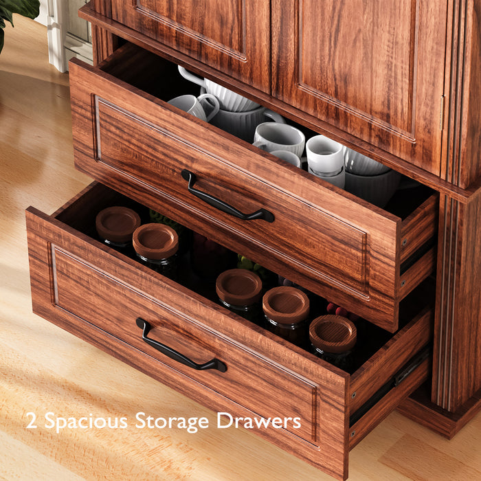 Armoire De Rangement Angela 71\" Avec Etageres Reglables Et 2 Tiroirs - Brune