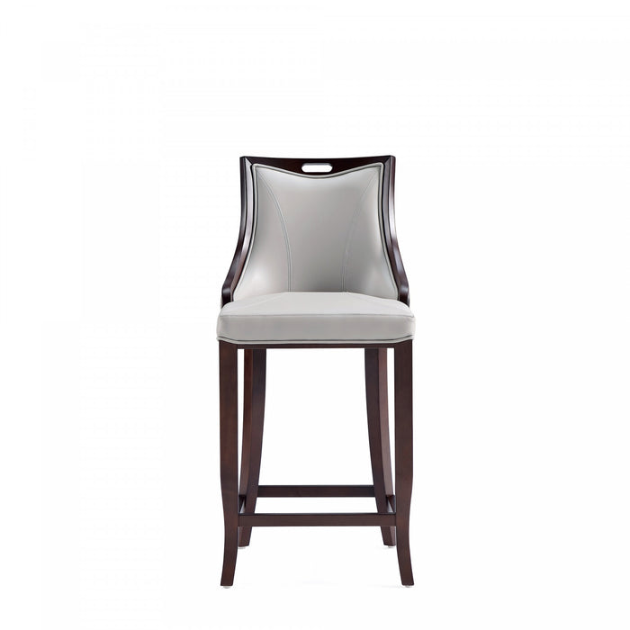 Tabouret de bar en bois traditionnel Emperor avec assise rembourree, gris clair – Lot de 2