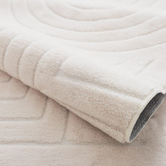 Tapis Lavable A Poils Longs En Velours Creme A Motifs Circulaires 8'x10'