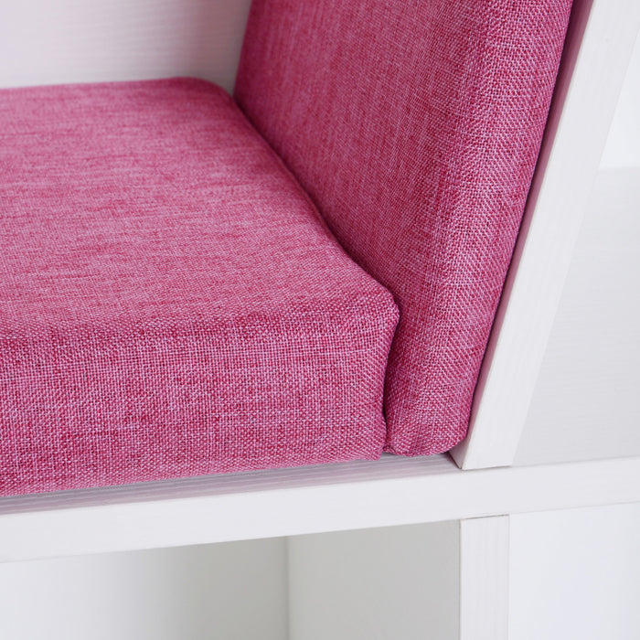 HOMCOM Bibliotheque 6 Cases avec Coussin Coin Lecture, Rose