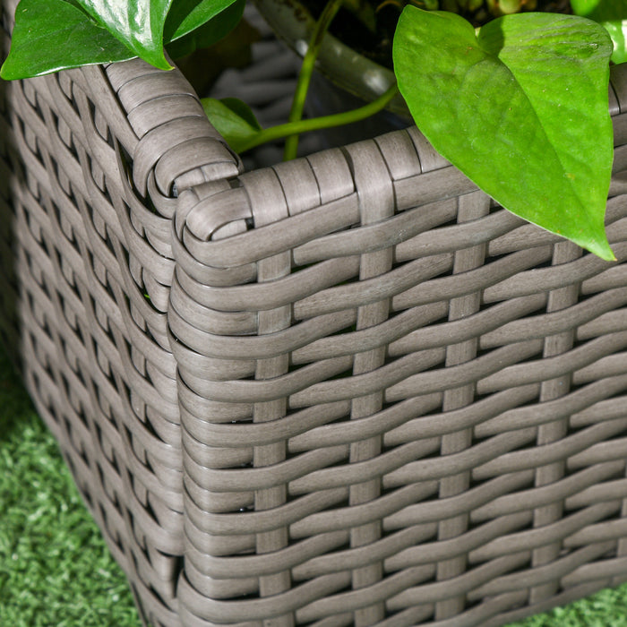 Outsunny Jardiniere En Rotin Avec Treillis, Jardiniere Surelevee, Gris