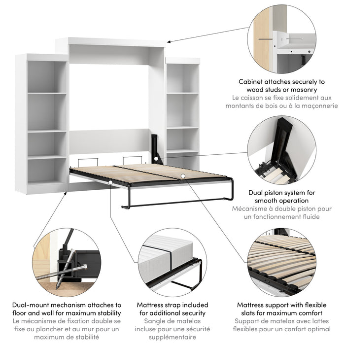 Grand lit escamotable Edge de Bestar avec organisateurs de garde-robe (115 po [L]) - blanc
