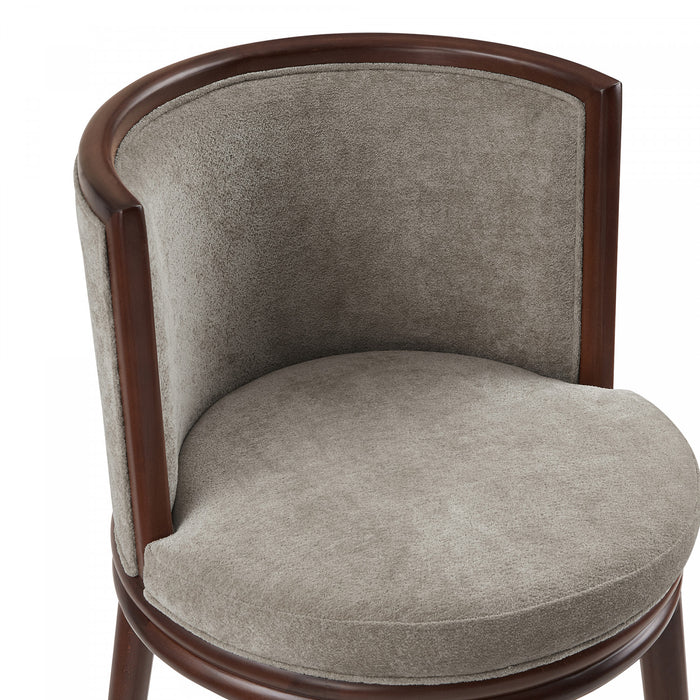 Tabouret de bar moderne en bois avec assise rembourree, coloris colombe, Evalyn