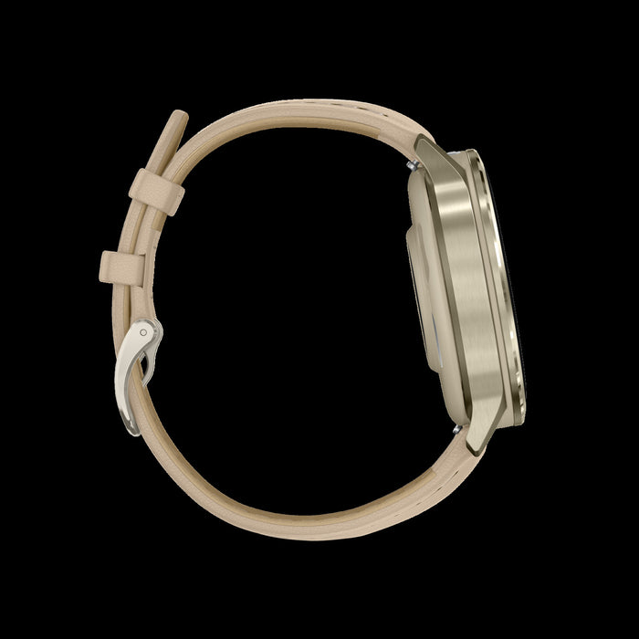 Montre intelligente Garmin Venu 4 41 mm en cuir dore premium - Suivi de style de vie, application ECG, alarme de reveil intelligente, rapport du soir, profils de triathlon, mode fauteuil roulant