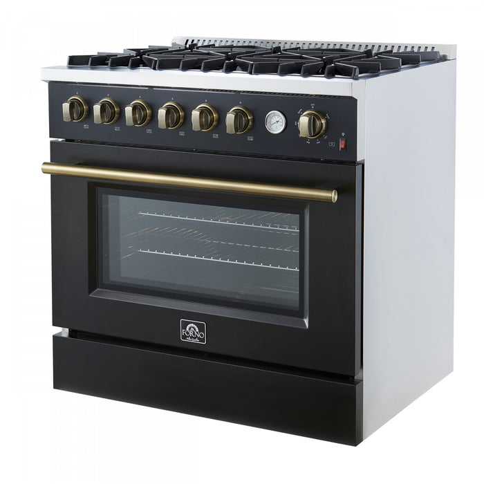 Cuisiniere a gaz Marco 36 pouces noire, 4,32 pi³ – FFSGS6277-36BLK