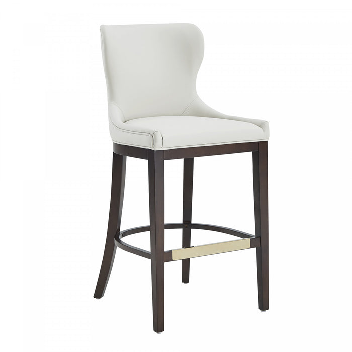 Tabouret de bar Blair moderne en bois avec assise rembourree, coloris blanc