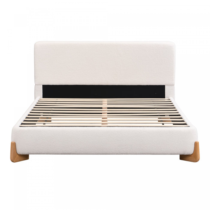 Olivia Lit elegant et confortable avec revetement, Taille Queen, Blanc