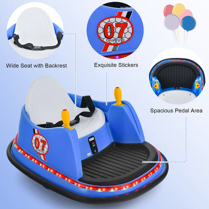 Costway 12v Vehicule 360¡a Spin Race Toy Kids Ride Sur La Voiture Pare-chocs Avec Telecommande Bleue