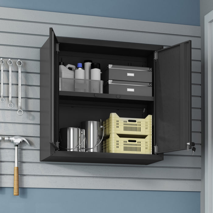Armoire de garage flottante Fortress Modern 76 cm en gris charbon - Lot de 2