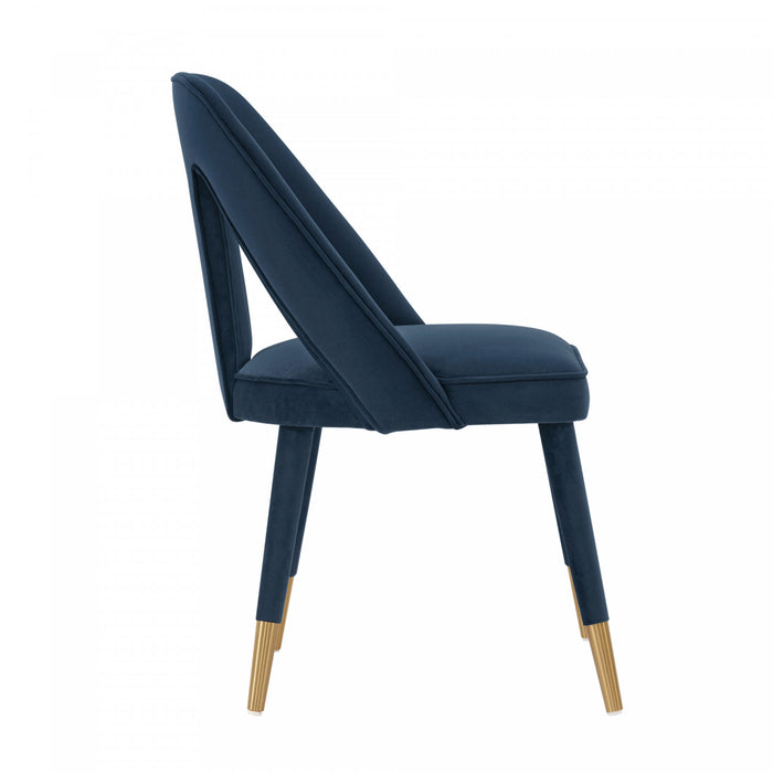 Chaise de salle a manger moderne Neda en velours bleu nuit - Lot de 2