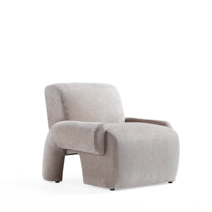 Fauteuil lounge en chenille beige style mid-century modern Verandah - Lot de 2