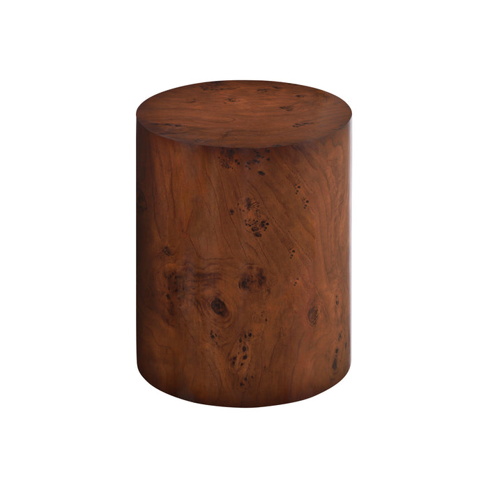 Ensemble de 2 tables basses rondes gigognes Kinley, tables d'appoint cylindriques placage bois, brun
