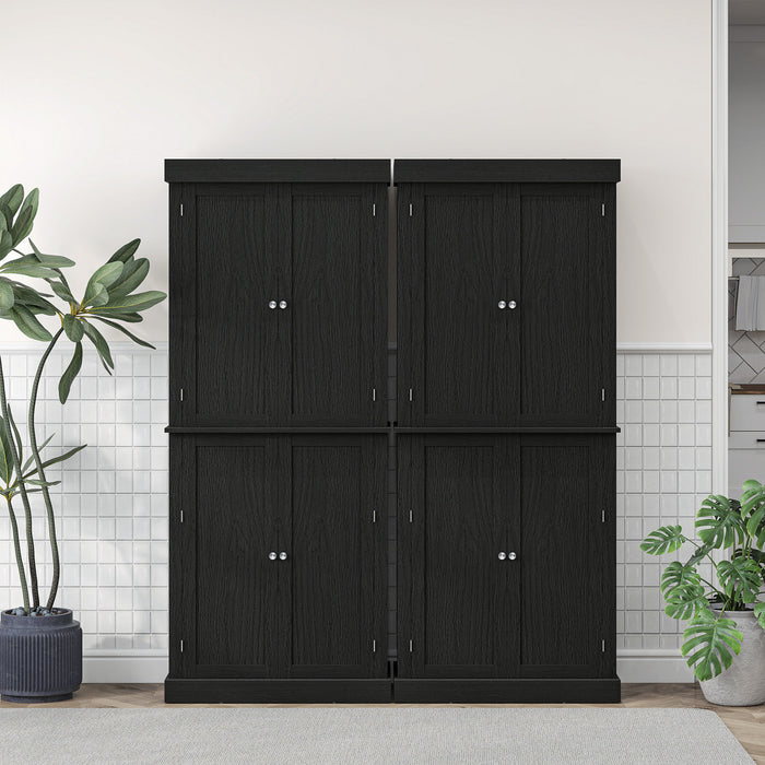 HOMCOM Armoire de cuisine independante 4 portes avec etageres, Noir