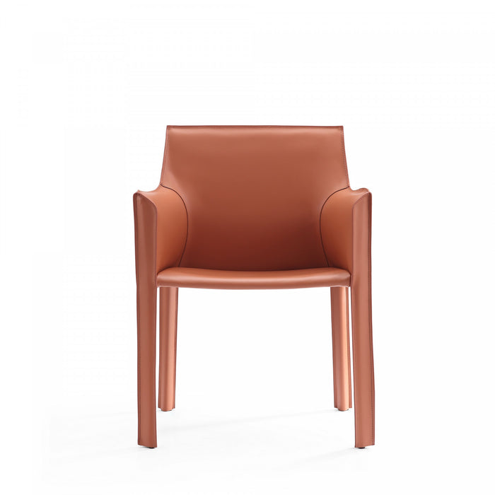 Chaise de salle a manger moderne en cuir vegetalien Vogue en argile - Lot de 2