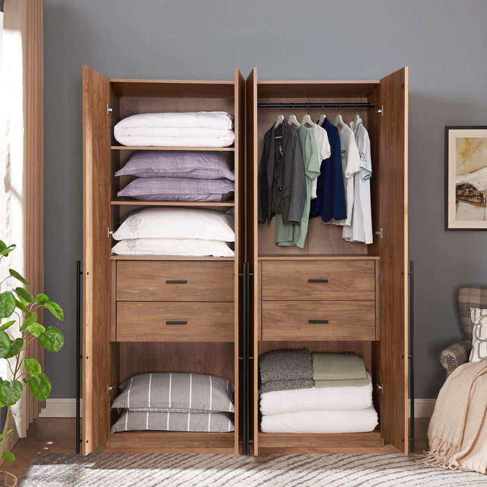 Armoire moderne Lee 2 portes en brun dore