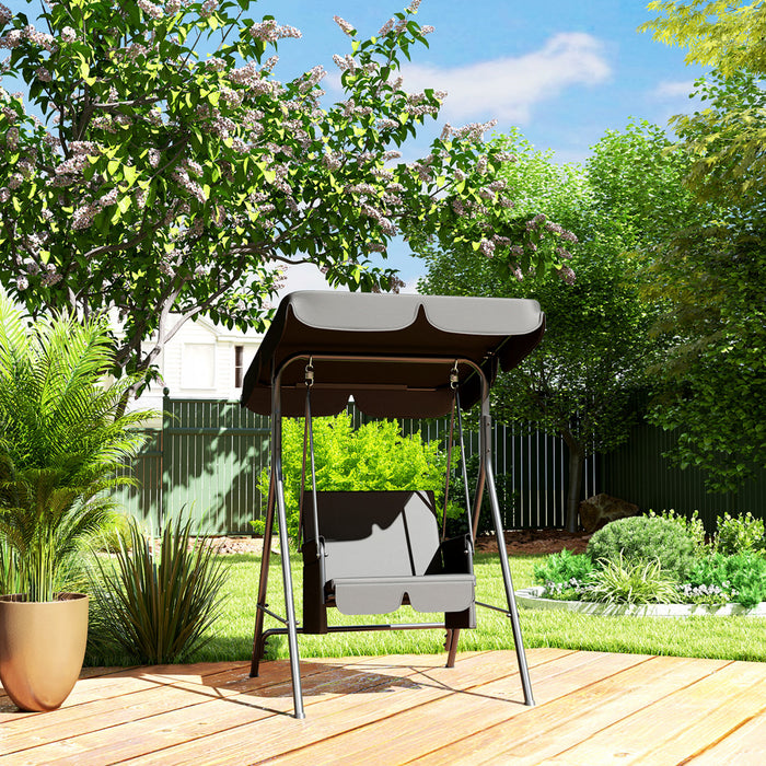 Outsunny Balancoire De Patio 1 Place Avec Auvent Reglable Et Coussins, Noir