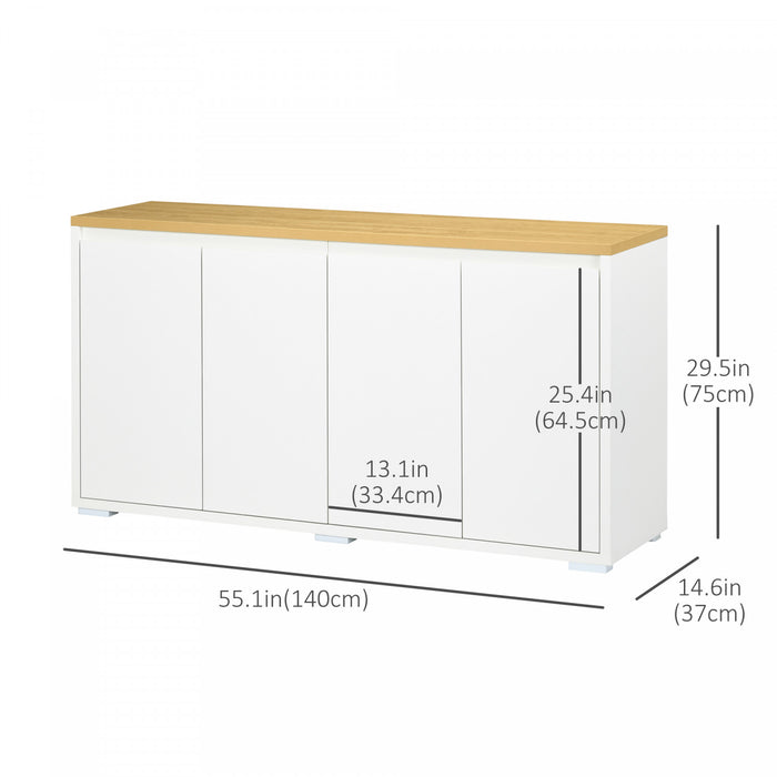 HOMCOM Meuble de Rangement Buffet avec Quatre Portes Blanc