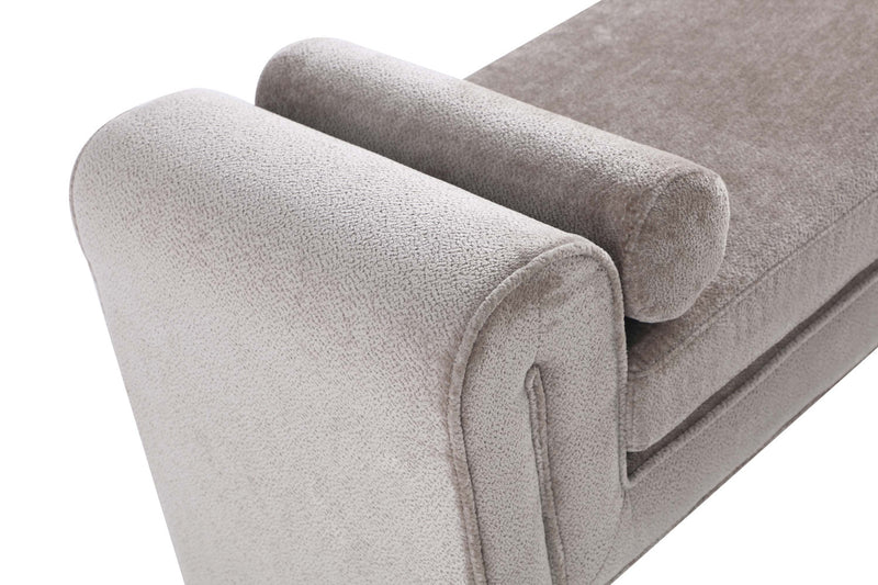 Banc d’appoint moderne glamour en chenille Concord, coloris colombe