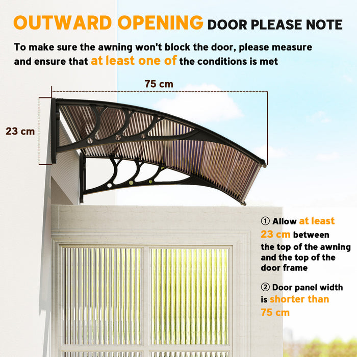 Outsunny Store de fenetre, auvent de terrasse en polycarbonate, Marron