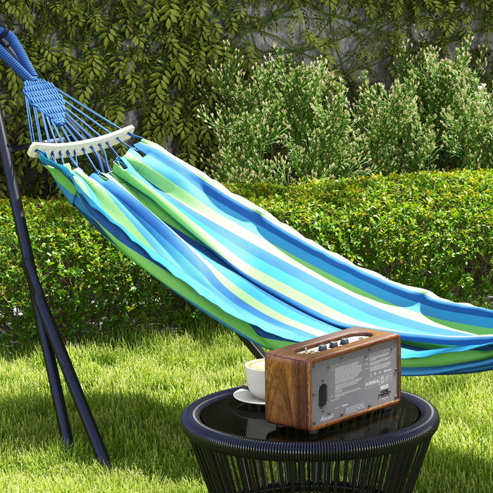 Outsunny Support De Hamac Pliable Avec Hamac, Hamac Portable 2 En 1, Bleu