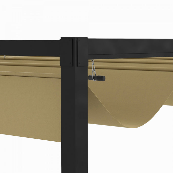 Outsunny Pergola De Patio 10' X 7' Avec Auvent Retractable, Kaki