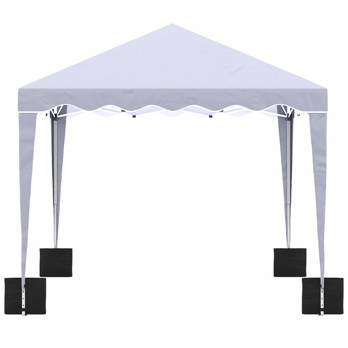 Outsunny 10' X 10' Tente Canopee, Abri Instantane Avec Hauteur Reglable, Tente De Fete Exterieure De Jardin Avec Sac De Transport, Blanc
