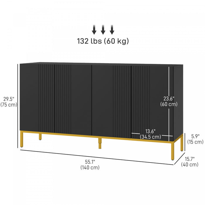 HOMCOM Buffet avec etageres reglables, portes a fermeture douce, noir