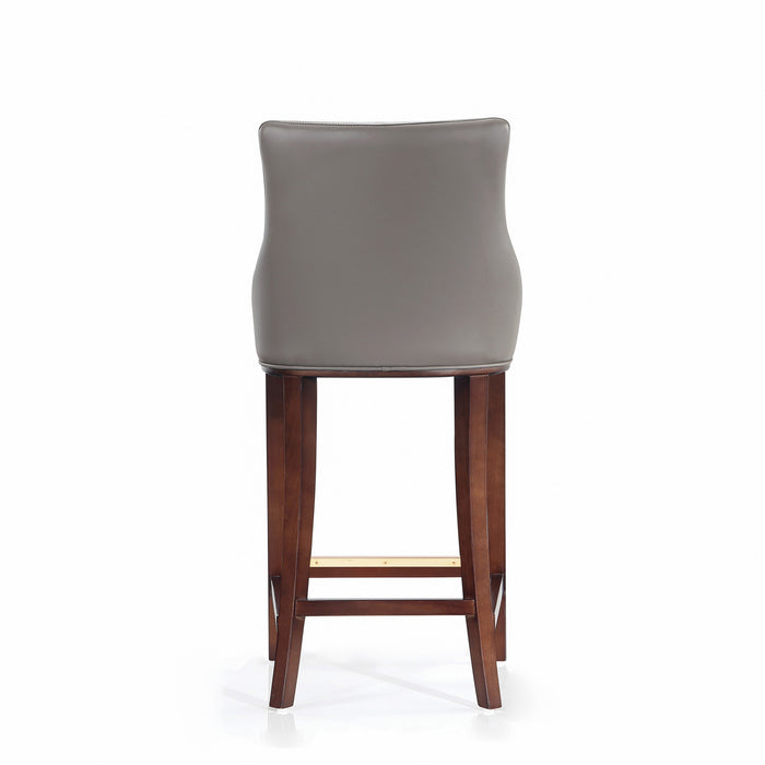 Tabouret de bar moderne en bois Shubert avec revetement en taupe fonce - Lot de 2