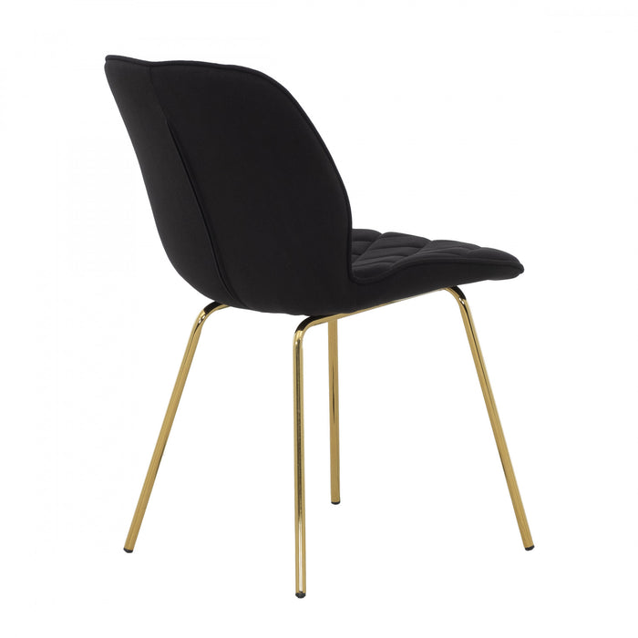 Chaise d'appoint Brynlee noire capitonnee avec pieds dores (ens. de 2)