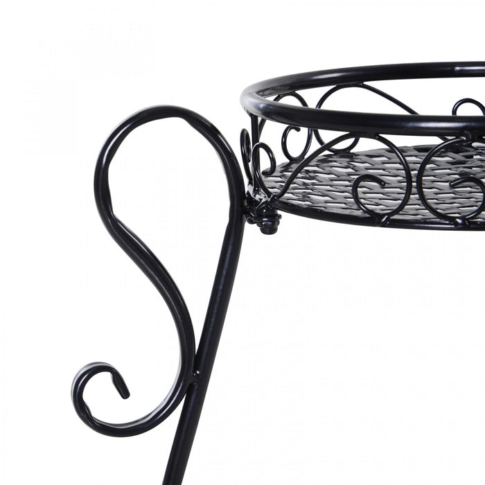Support De Pot De Fleur A 2 Etageres Outsunny Presentoir De Plantes Autoportant A 2 Niveaux Interieur Exterieur Metal Facile A Nettoyer Porche, Patio, Cour Ou Salons