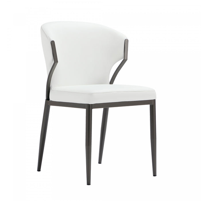 Chaise de salle a manger moderne en cuir vegetalien et metal Kirsten, blanche - Lot de 4