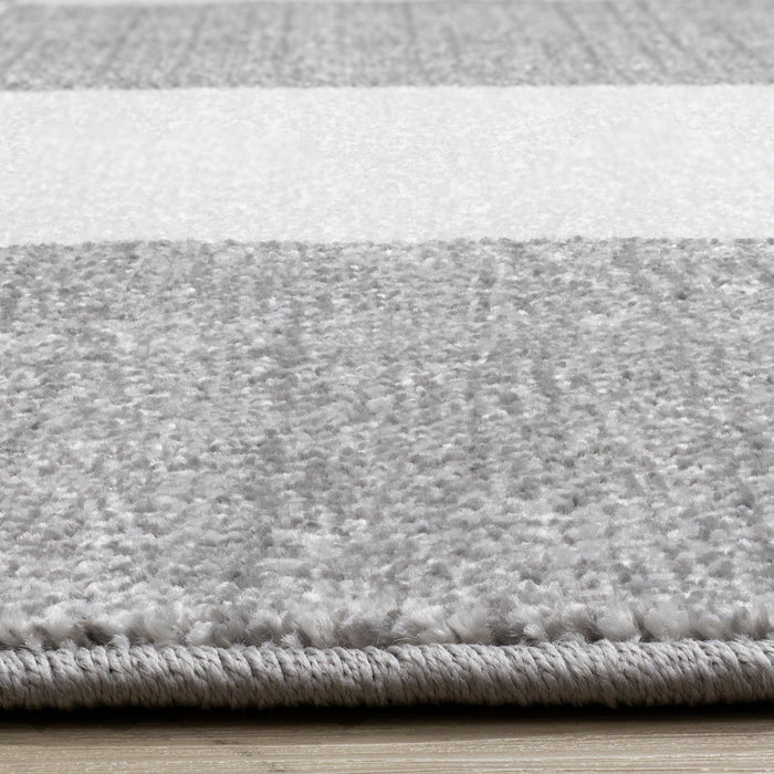 Tapis Covington a Carreaux Gris et Blanc, 6'7\" x 9'10\"