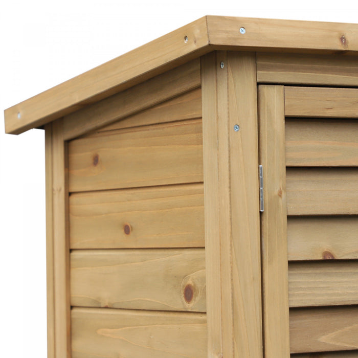 Outsunny Abri De Jardin En Bois 2 Portes Armoire De Rangement Pour Outils De Garage En Bois De Sapin Massif, 34.25\"l X 18.25\"l X 38\"h, Naturel