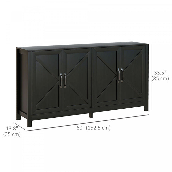 HOMCOM Armoire de Rangement, Buffet avec Porte de Grange, Chene Noir